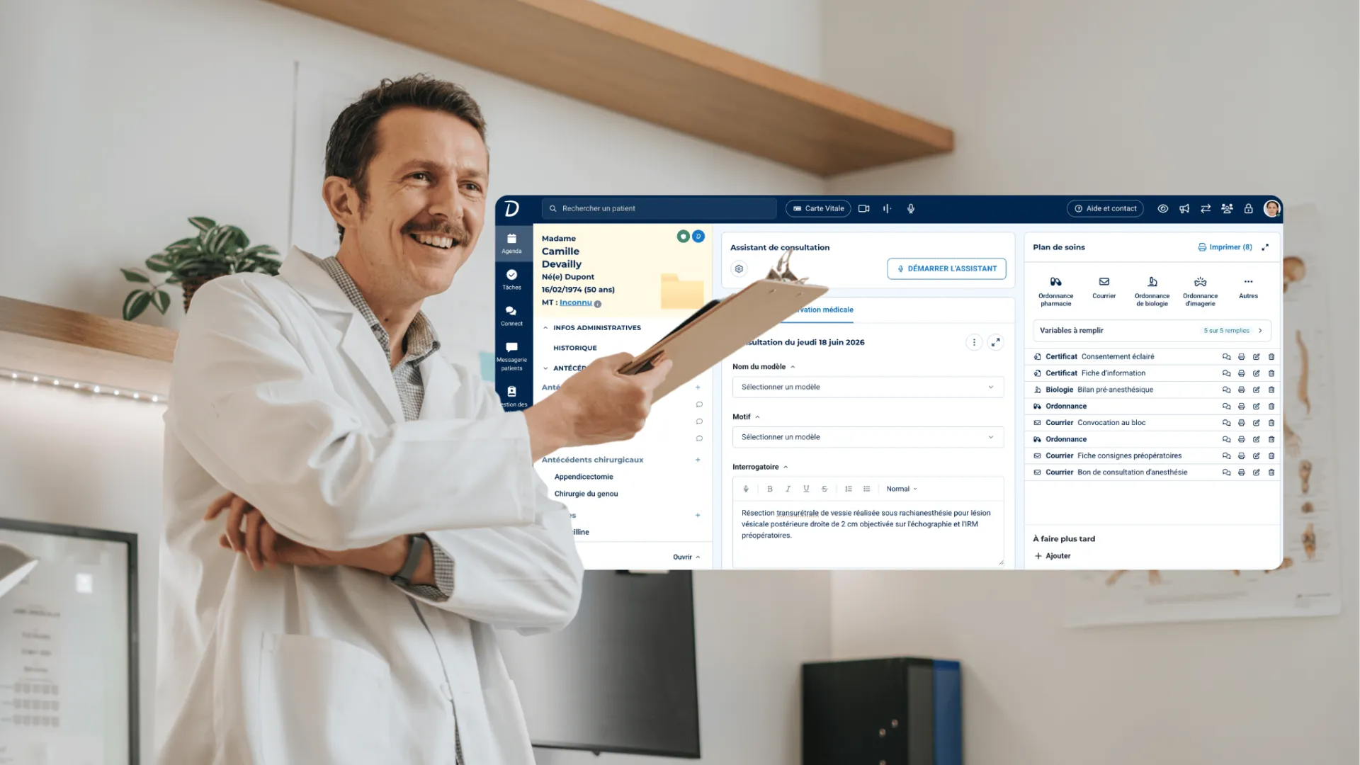 Un nouveau logiciel médical de Doctolib promet de réduire les tâches administratives des chirurgiens en quelques clics.